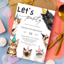 Cat Låt oss Pawty Kitten Cute kattunge 9:e födelse