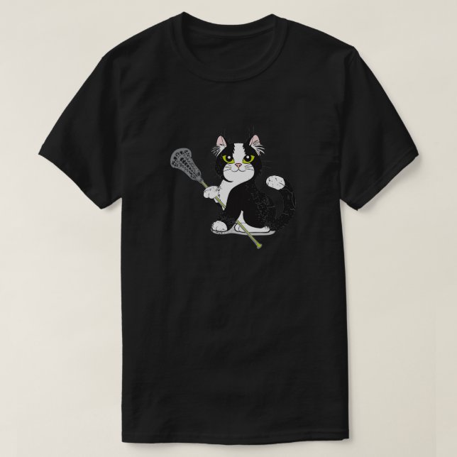 Cat LAX Lacrosse-flicksteam för manar kvinnor barn T Shirt (Design framsida)