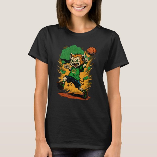 Cat Leprechaun Basketball St Patricks Day Sports   T Shirt (Framsida)