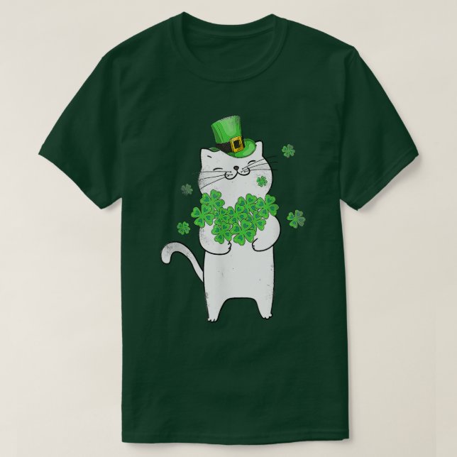Cat Leprechaun Cat Lover Shamrock St patrick's day T Shirt (Design framsida)