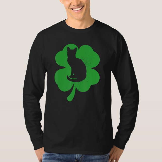 Cat Leprechaun Cat Shamrock St patrick's day T Shirt (Framsida)