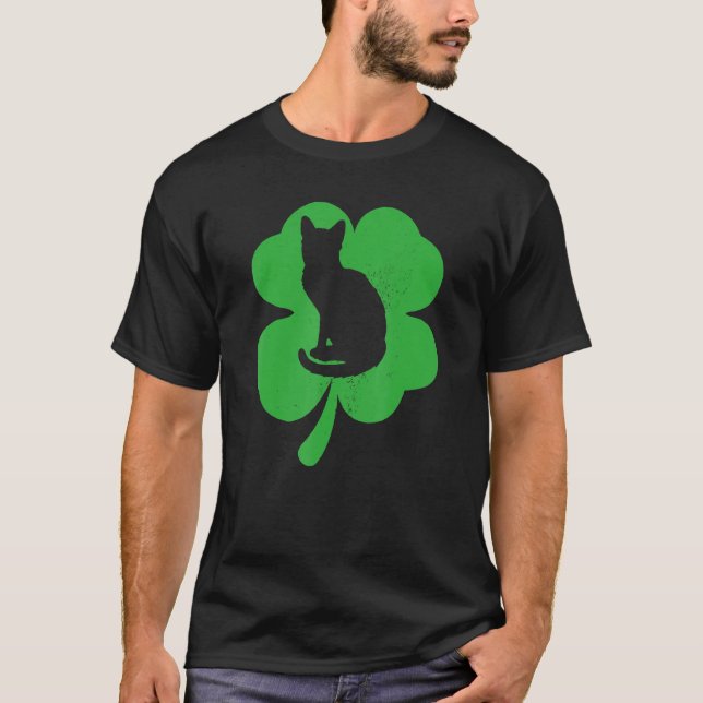 Cat Leprechaun Cat Shamrock St patrick's day T Shirt (Framsida)