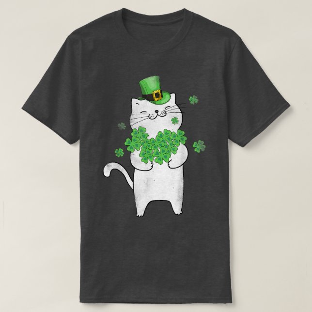 Cat Leprechaun Cute Cat Lover Shamrock St Patrick' T Shirt (Design framsida)