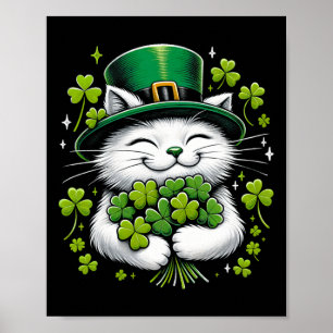 Cat Leprechaun Klöver St. Patricks Day Women Girls Poster