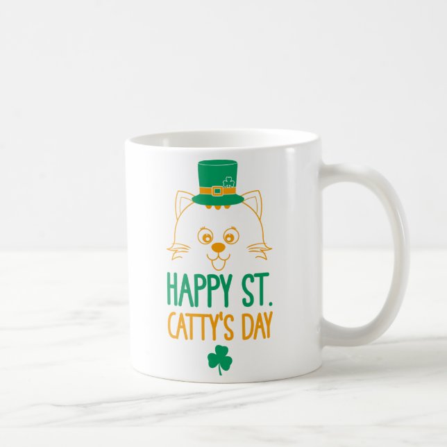 Cat Leprechaun | Lycklig St. Kattys dag Kaffemugg (Höger)