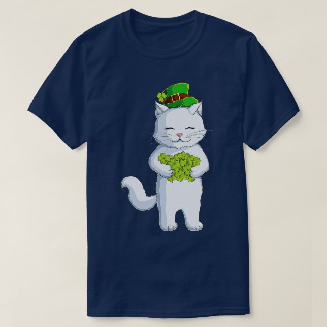 Cat Leprechaun Lycklig St patricks day Irish Shamr T Shirt (Design framsida)