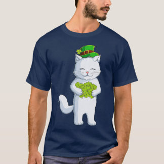 Cat Leprechaun Lycklig St patricks day Irish Shamr T Shirt