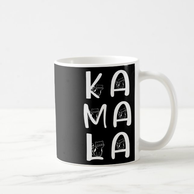 Cat Lettering Positive Kamala Harris Walz Waltz Kaffemugg (Höger)