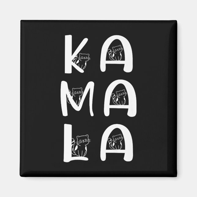 Cat Lettering Positive Kamala Harris Walz Waltz Magnet (Framsidan)