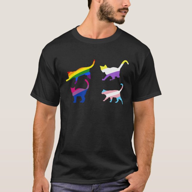 Cat Lgbt Trans Asexual Nonbinary T Shirt (Framsida)