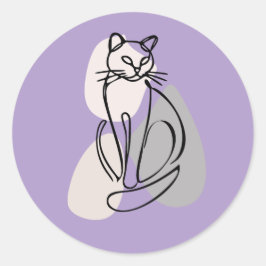 Cat Line Art Minimalist  Runt Klistermärke
