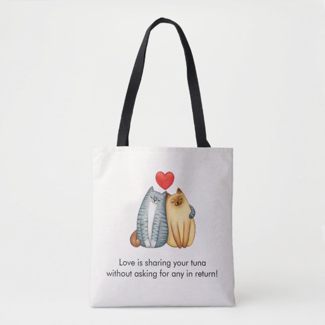 Cat lite Älskare Cute Ljug glad Alla hjärtans dag Tygkasse (Framsida)