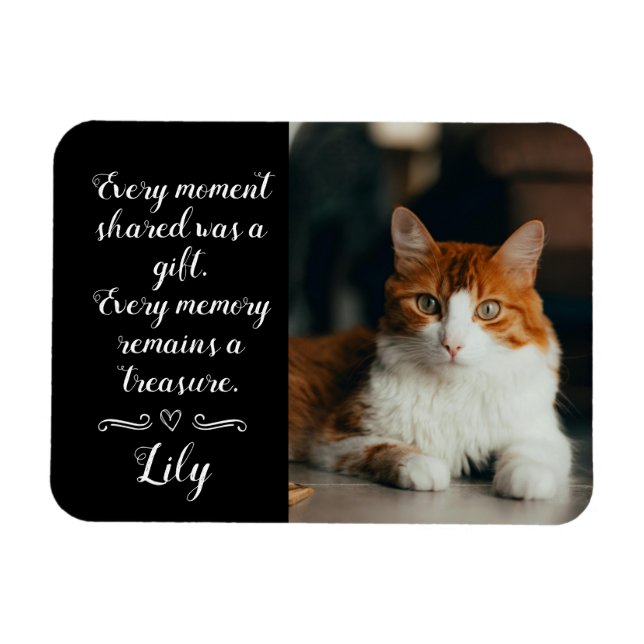 Cat Loss Memorial Personalized Photo Pet Name Magnet (Horisontell)