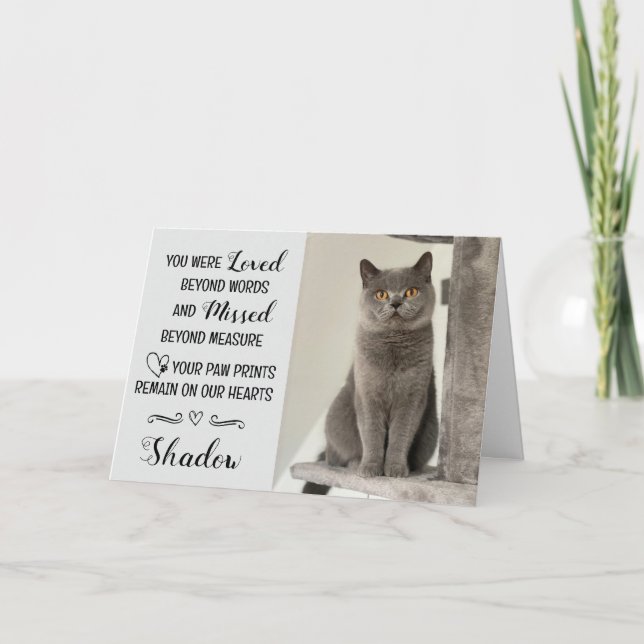Cat Loss Sympathy Card Personalized Photo Pet Name Kort (Framsida)