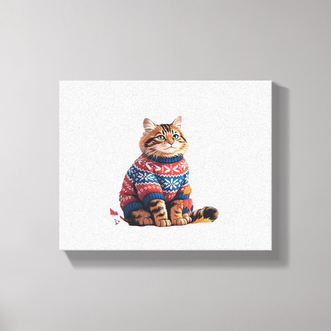 Cat Löv Fall Hej Autumn Funny Cat Kitten Älskare Canvastryck (Framsida)