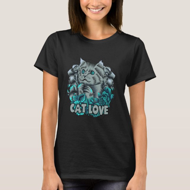 Cat Love  Crazy Cat Lady  Mama Mommy Mum T Shirt (Framsida)