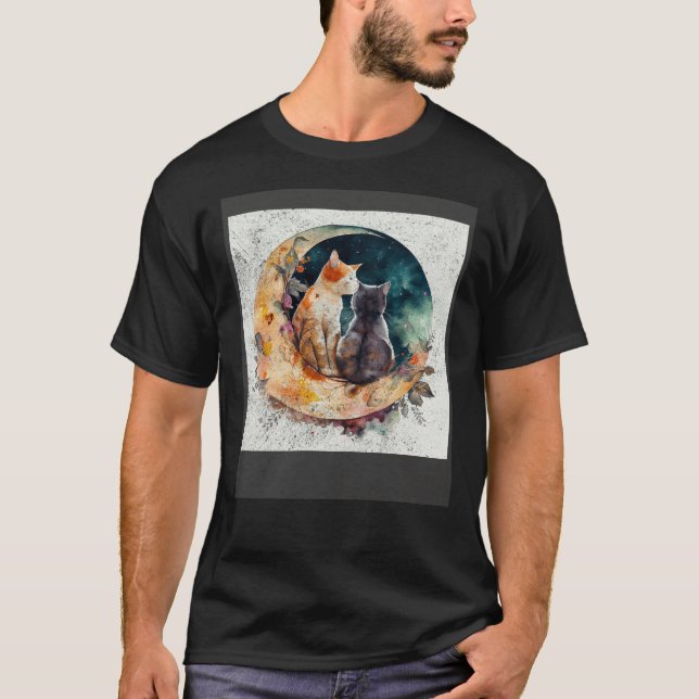 Cat Love Moon T Shirt (Framsida)