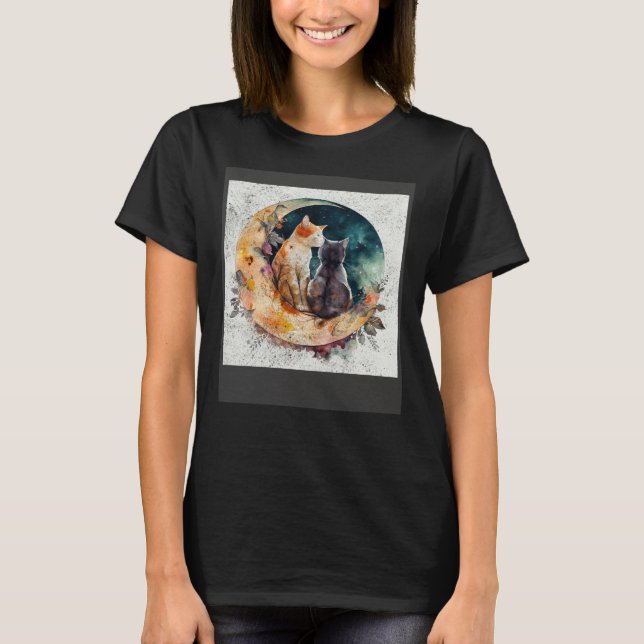 Cat Love Moon T Shirt (Framsida)