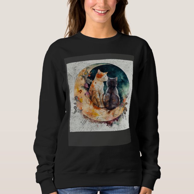 Cat Love Moon T Shirt (Framsida)