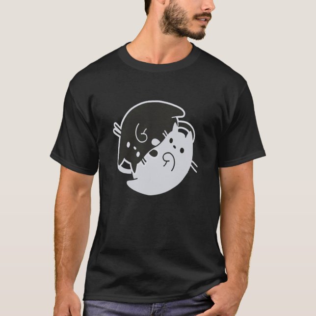 Cat Love Yin Yang Vibes Feline Yoga QiGong Ying T Shirt (Framsida)