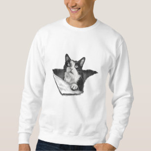 Cat Lover 3D Tuxedo Kitten Black and White Manar Lång Ärmad Tröja