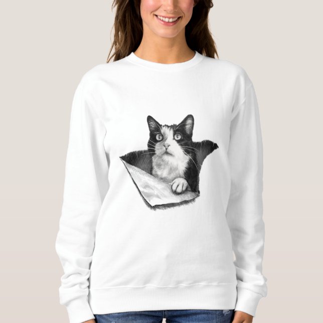 Cat Lover 3D Tuxedo Kitten Black and White Manar T Shirt (Framsida)