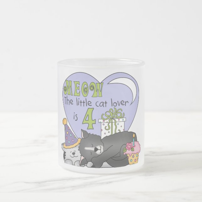 Cat Lover 4e födelsedagen T-shirts och presenter Frostad Glasmugg (Center)