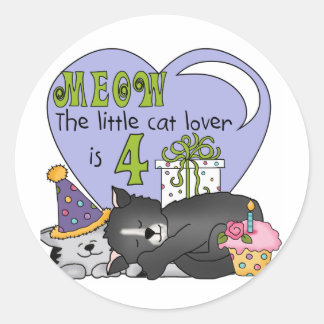 Cat Lover 4e födelsedagen T-shirts och presenter Runt Klistermärke