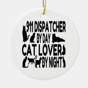 Cat Lover 911 Dispatcher Julgransprydnad Keramik