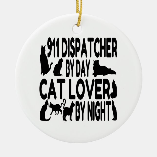 Cat Lover 911 Dispatcher Julgransprydnad Keramik (Framsidan)