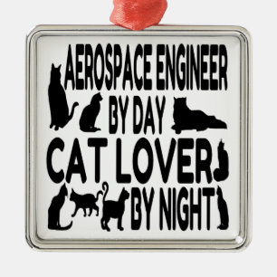 Cat Lover Aerospace Ingenjör Julgransprydnad Metall