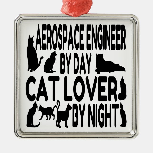 Cat Lover Aerospace Ingenjör Julgransprydnad Metall (Framsidan)