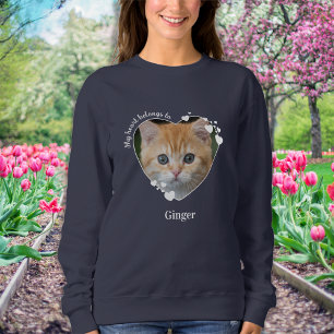 Cat Lover Anpassningsbar Cute Pet Photo Heart T Shirt