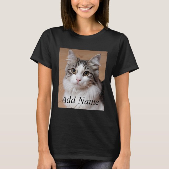 Cat Lover Anpassningsbar Photo and Namn Personlig  T Shirt (Framsida)