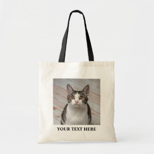 Cat Lover Anpassningsbar Photo and Namn Personlig Tygkasse