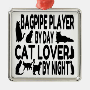 Cat Lover Bagpipe Player Julgransprydnad Metall