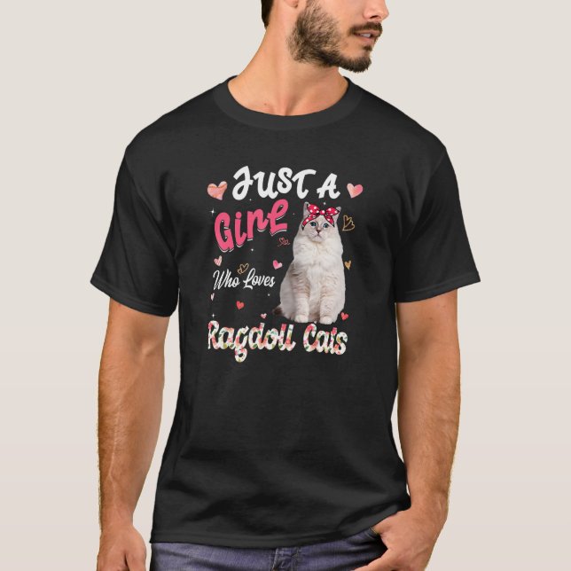 Cat Lover bara en flicka som Kärlek Ragdoll Cats F T Shirt (Framsida)