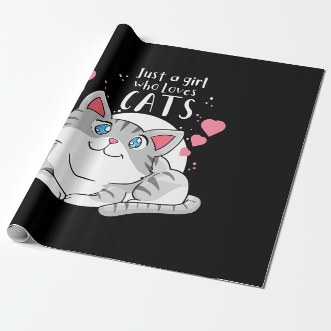 Cat Lover, bara en flicka som Kärlekar Cat Presentpapper (Utrullad)