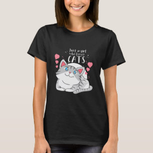 Cat Lover, bara en flicka som Kärlekar Cat T Shirt