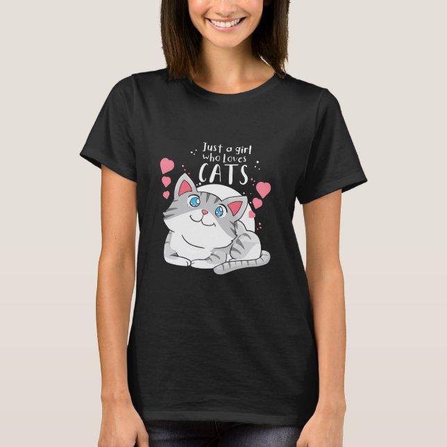Cat Lover, bara en flicka som Kärlekar Cat T Shirt (Framsida)
