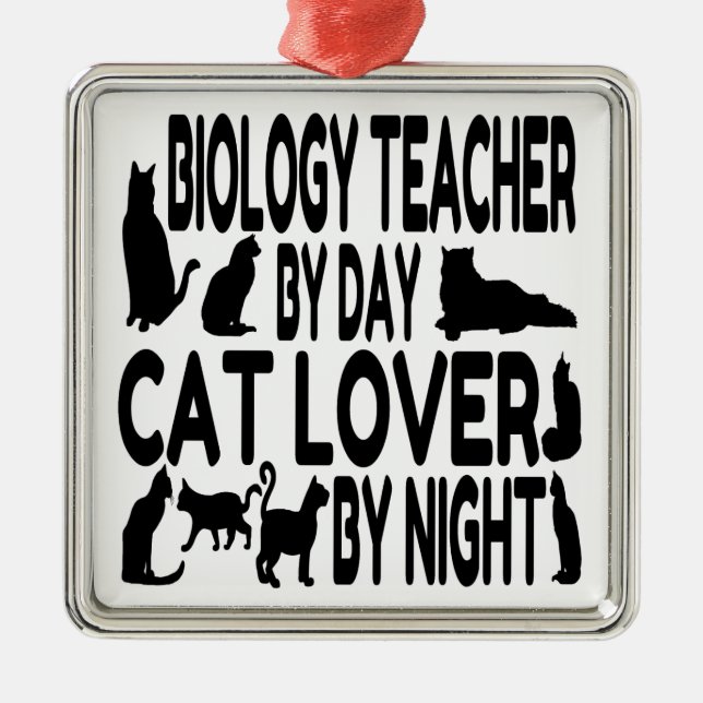 Cat Lover Biology Teacher Julgransprydnad Metall (Framsidan)