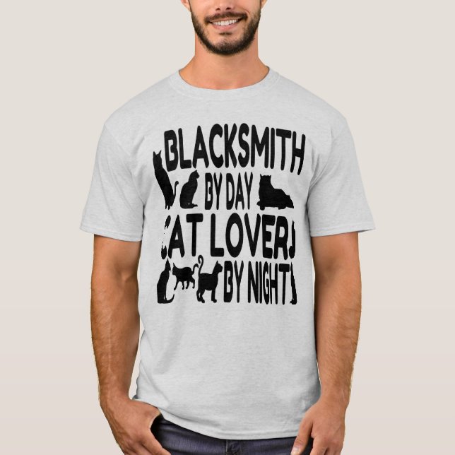 Cat Lover Blacksmith Tee Shirt (Framsida)