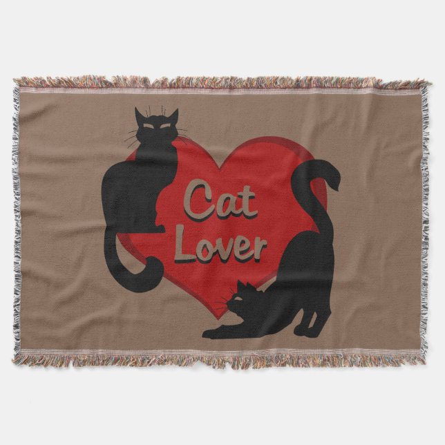 Cat Lover Blanket Le Chatta Black Cat Throw Blanke Mysfilt (Framsidan)