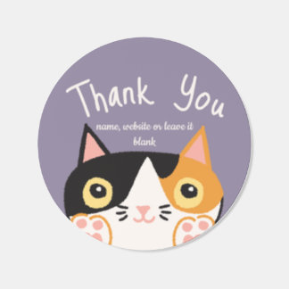 Cat Lover Calico Thank You Small Business  Runt Klistermärke