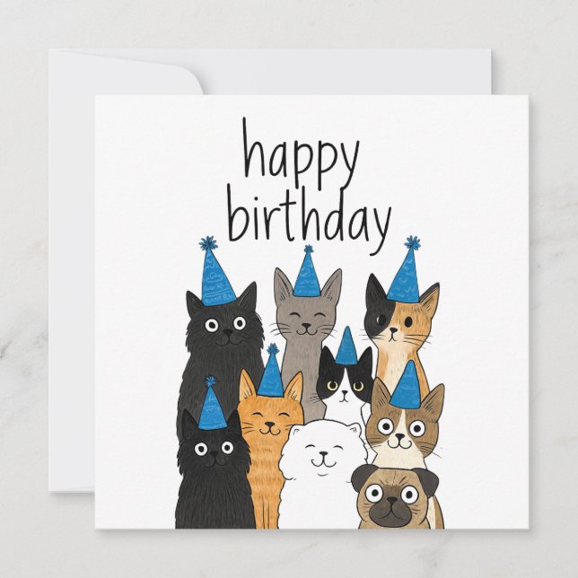 Cat Lover Cards - Cat Party Birthday Card (Framsida)