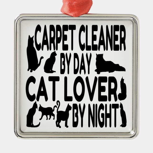 Cat Lover Carpet Cleaner Julgransprydnad Metall (Framsidan)