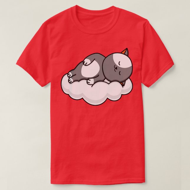 Cat Lover Cat som sover på molnet T Shirt (Design framsida)