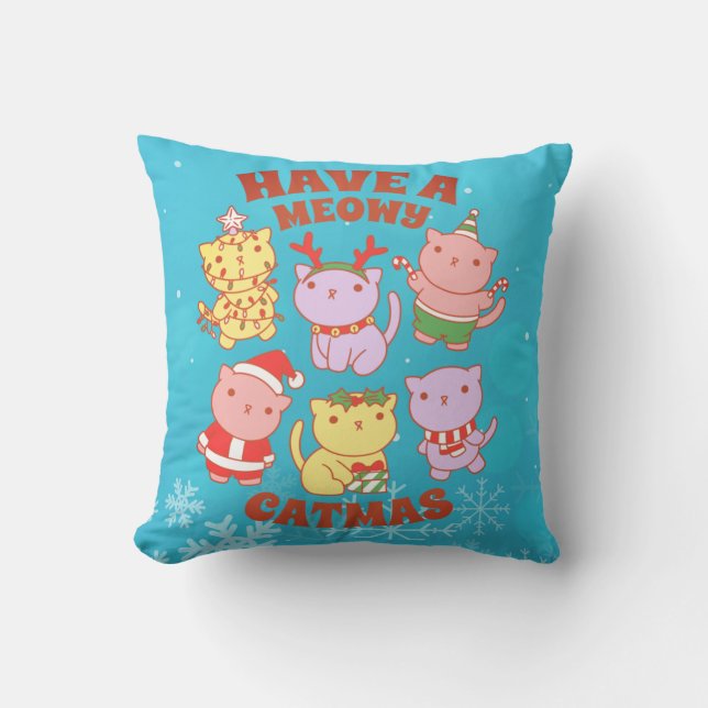 Cat Lover Christmas - Ha en mysig kattmas Kudde (Framsida)