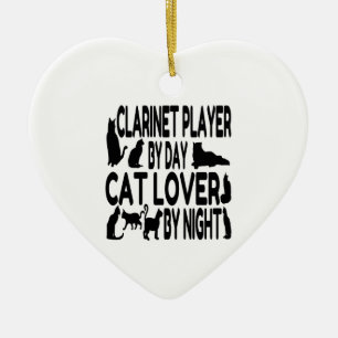 Cat Lover Clarinet Player Julgransprydnad Keramik