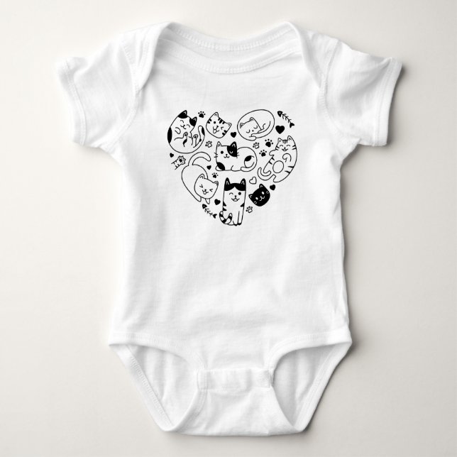 Cat Lover Cute Heart T Shirt (Framsida)